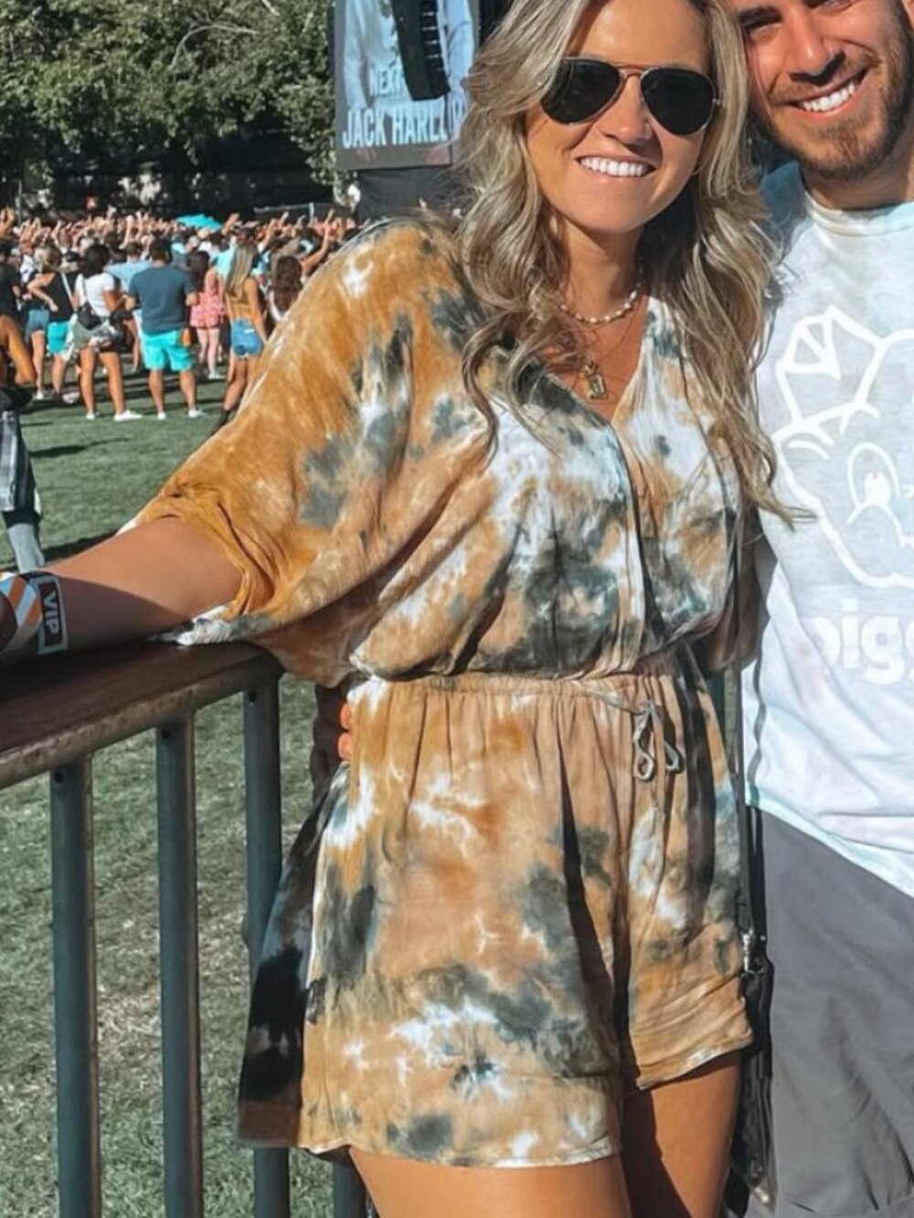 Tie Dye Flowy Romper Small